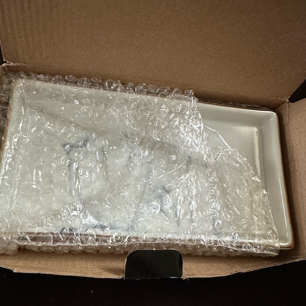 Elegant White Rectangular Ceramic Tray